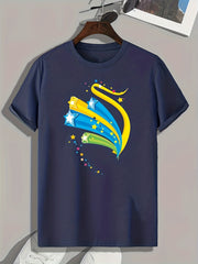 Stars Print Men's Graphic T-shirt Casual Comfy Tee For Summer