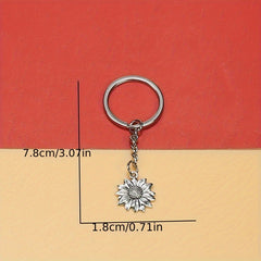 Sunflower Flower Alloy Key Chain Retro Keychain Keyring Pendant