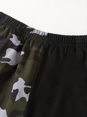 Boys Camo Print T-shirt & Shorts Set, Summer Kids Clothing