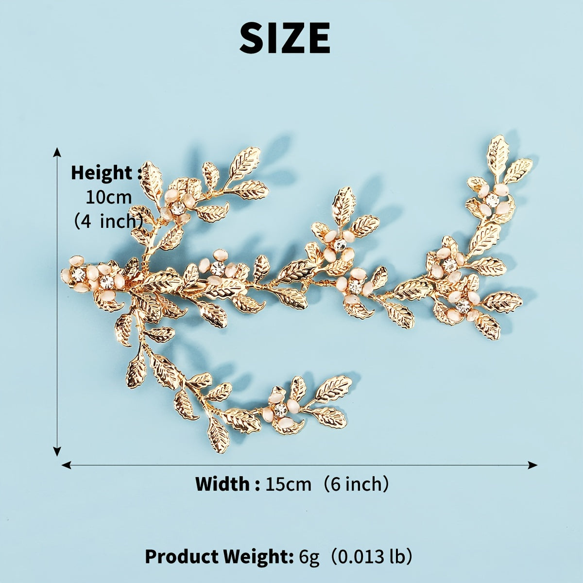 Crystal Flower Leaf Headband for Bride