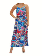 Floral Print V Neck Maxi Dress
