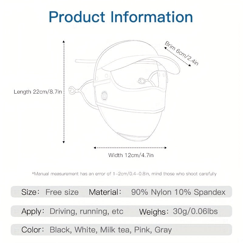 Sunproof Mask With Detachable Brim UV Protection Face Covering