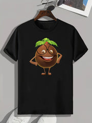 Coconut Print Men's Graphic T-shirt for Summer