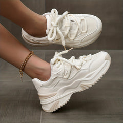 Women's Solid Breathable Chunky Sneakers Comfortable Travel Sport Shoes