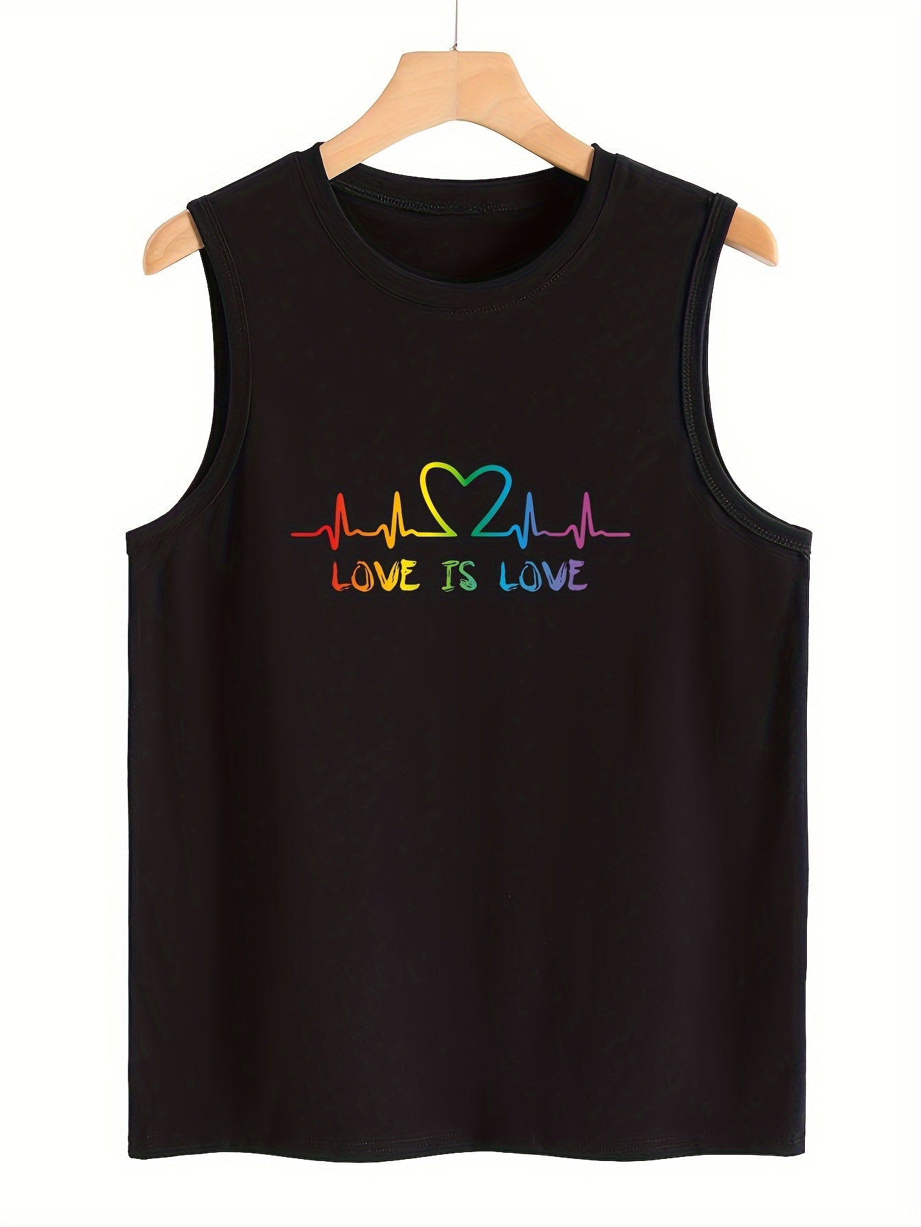 Heart & Letter Print Sports Vest Stretchy Casual Top Women