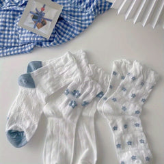 Girls Kids Floral Lace Ruffled Socks Breathable Crew Socks