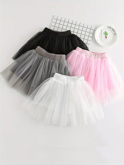 Toddler Girls Solid Tutu Skirt Mesh Skirt For Ballet Dance Practice