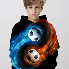 Football 3D Print Boys Hooded Sweatshirt Spring Fall Kids Hoodie