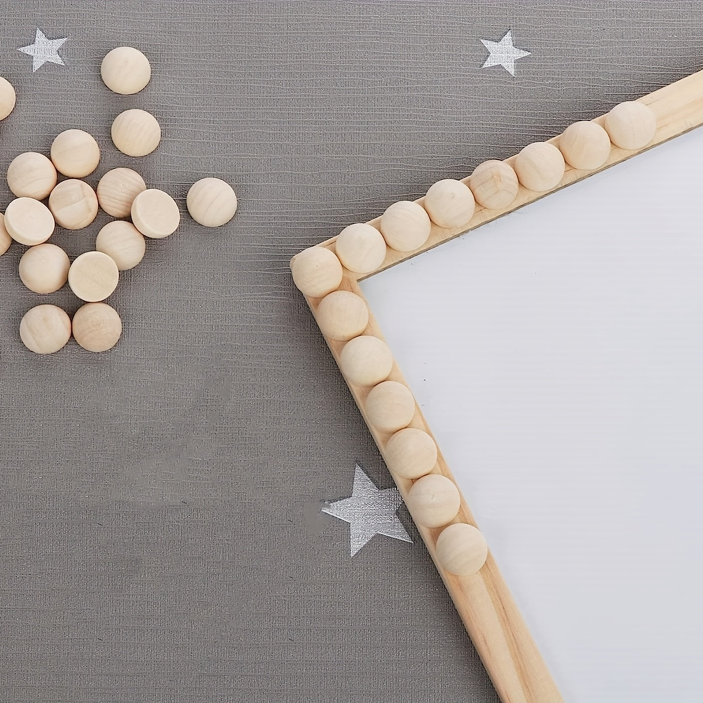 60pcs 15mm Half Wooden Beads, Paintable Balls for Crafts, Christmas Ornaments