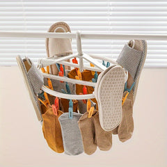 24 Clips Socks Drying Hanger Laundry Pin Hanger For Socks Underwear