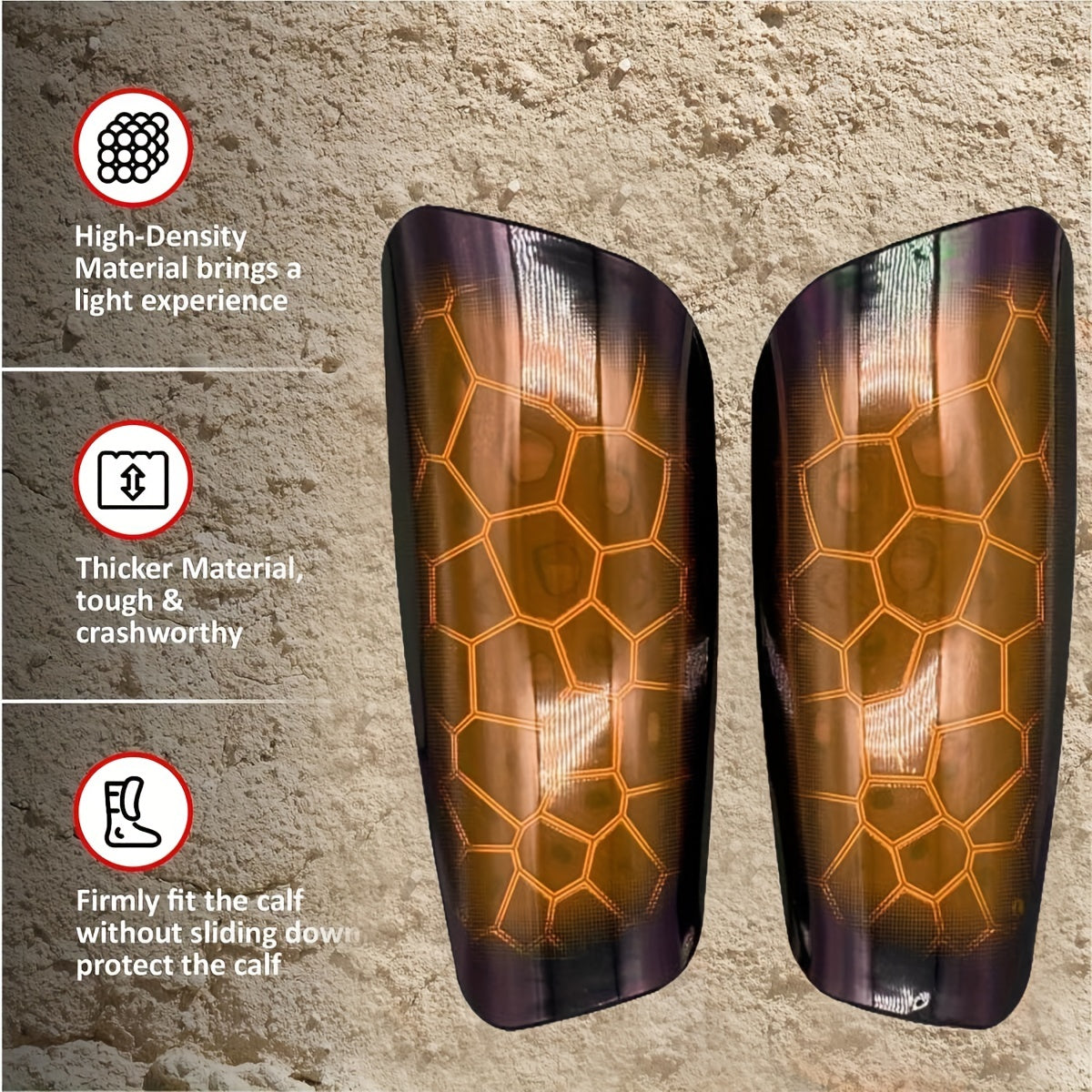1 Pair Professional Football Shin Guards with Shock Absorbing Protection