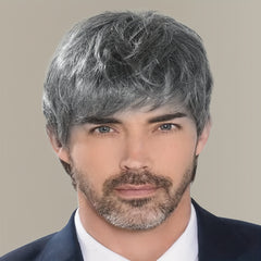 Silver Gray 8 Inch Synthetic Hair Wig With Bangs