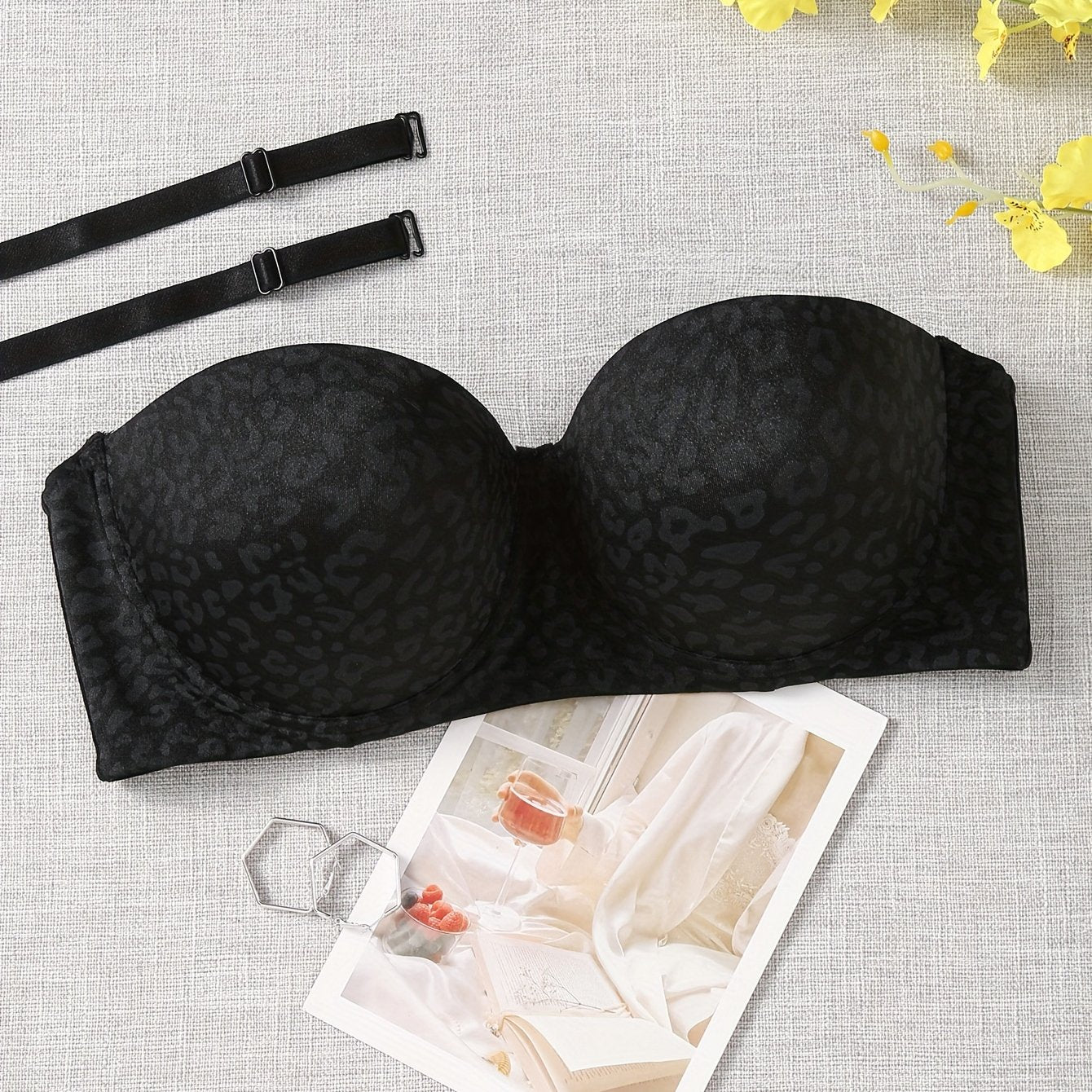 Leopard Print Molded Cup Balconette Bra