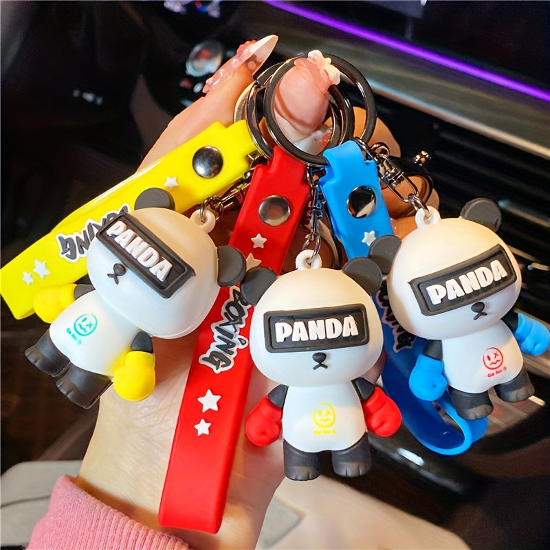 Boxing Panda Keychain Small Doll Bag Backpack Car Key Pendant Birthday Gift