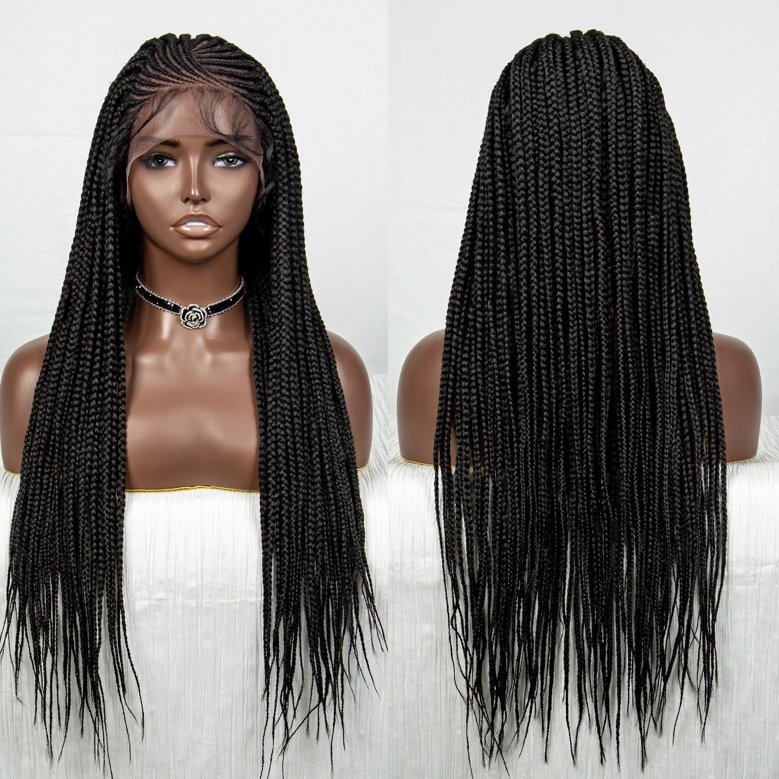 Synthetic Box Braided Lace Wig Knotless Cornrow Braids with Baby Hair