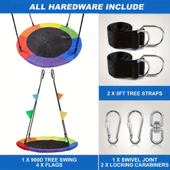 60 96 Cm Tree Swing Outdoor Saucer Swing with Hanging Ropes and Turnbuckle