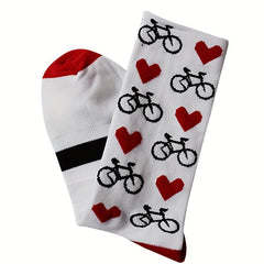 Bicycle Love Pattern Cycling Calf Socks - Outdoor Sports