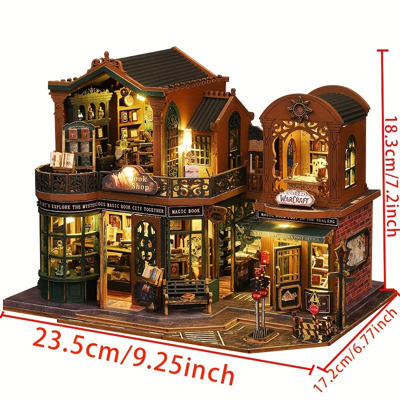 MAOMIYU 3D Wooden Bookshelf with 6 Compartments - Reddish Brown