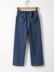 Girls' Daisy Flower Graphic Jeans High Waist Wide Leg Pants