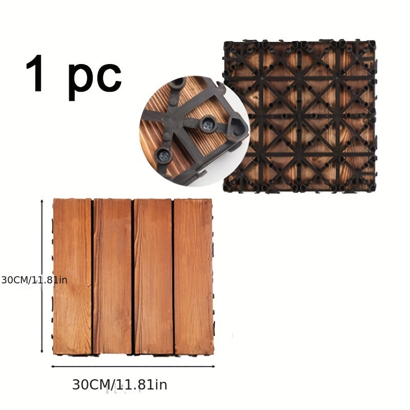 5pcs Garden Wooden Deck Tiles Interlocking Flooring Utility Life