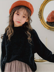 Stretchy Comfy Solid Long Sleeve Sweater Girls Anti Pilling Knitwear
