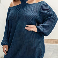 Cold Shoulder Lantern Sleeve Knit Sweater