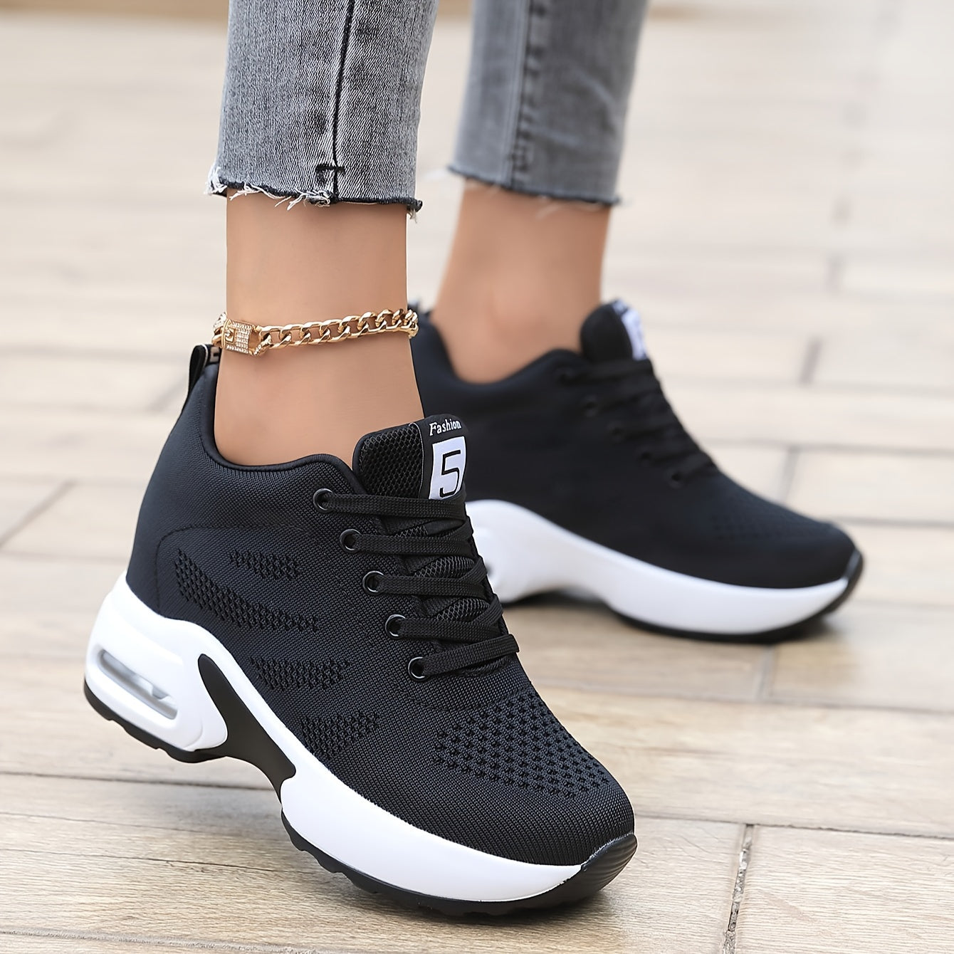 Hidden Heel Air Cushion Platform Walking Shoes For Women