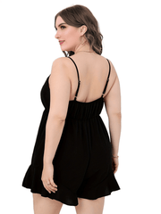 Colorblock Lace Trim Cami Romper