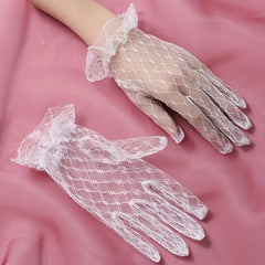 Christmas Bridal Lace Gloves for Wedding Performances