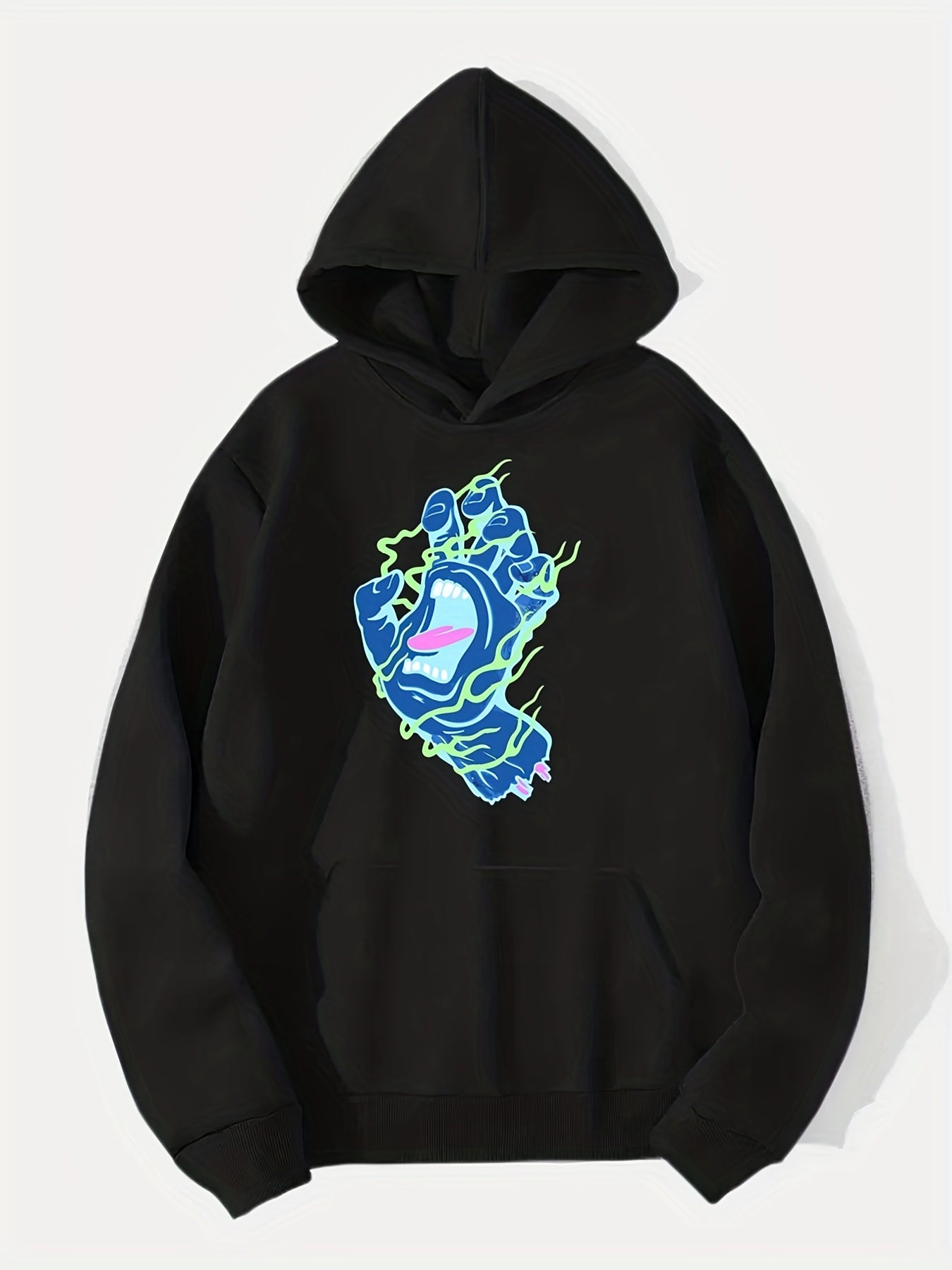 Hand Print Hoodie Men's Casual Graphic Pullover Hoodie