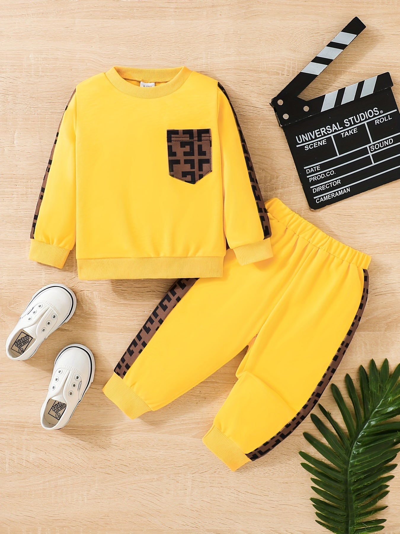 2pcs Boys Casual Long Sleeve Sweatshirt & Trousers Set Kids Clothing