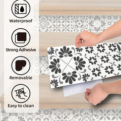 Mediterranean Ethnic Flower Brick Pattern Self-adhesive Stair Sticker