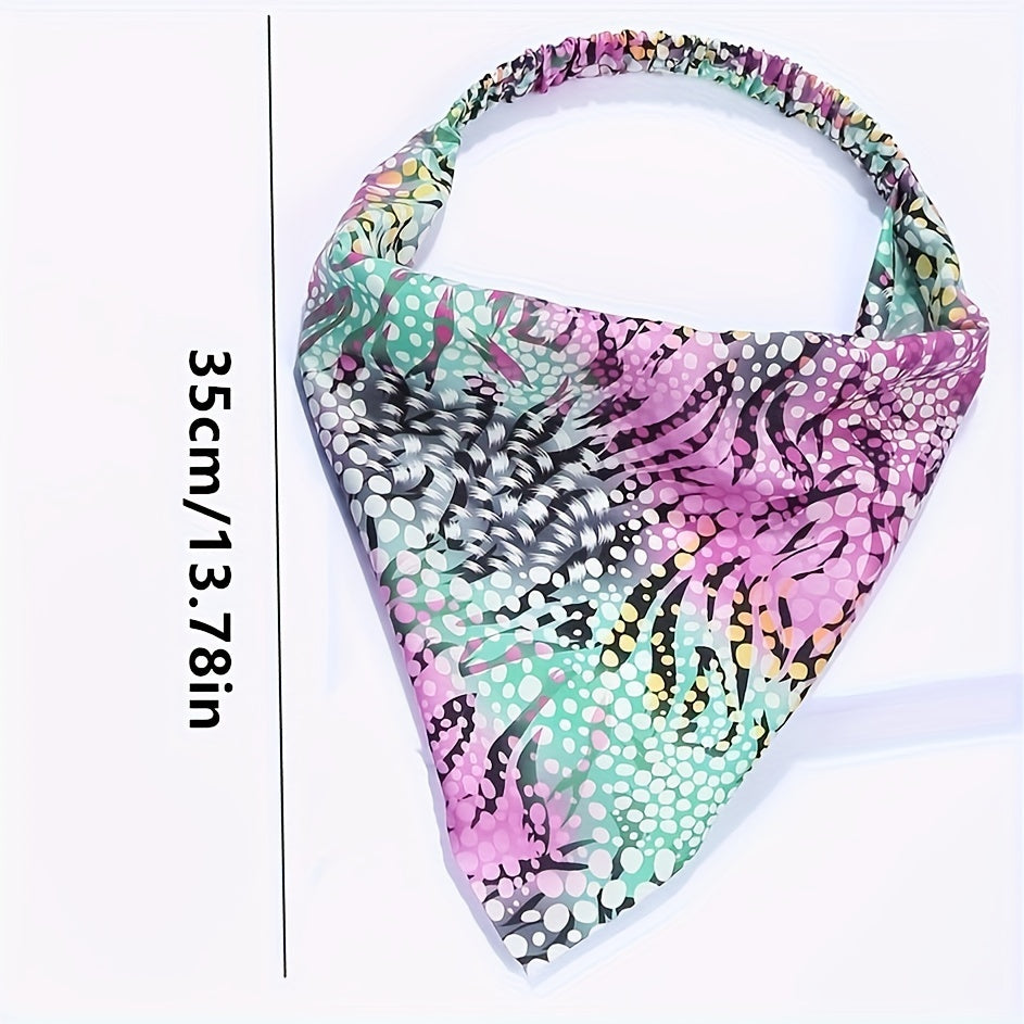 Boho Floral Triangle Scarf Vintage Printed Headband Elastic Hawaii Turban Bandan