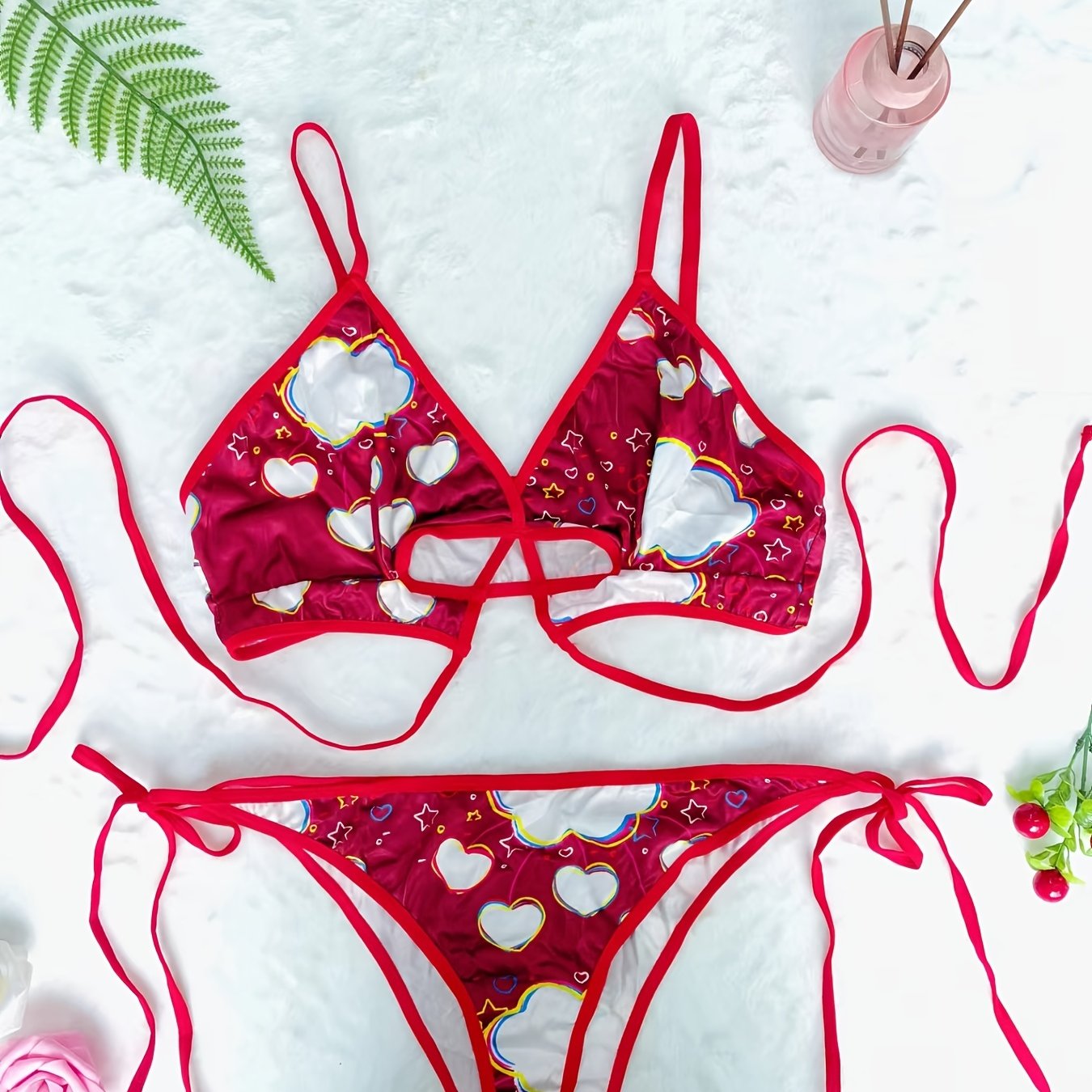 Galaxy Print Criss Cross Lingerie Set