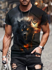 Men's Wolf Graphic T-shirt Casual Tee for Outdoors