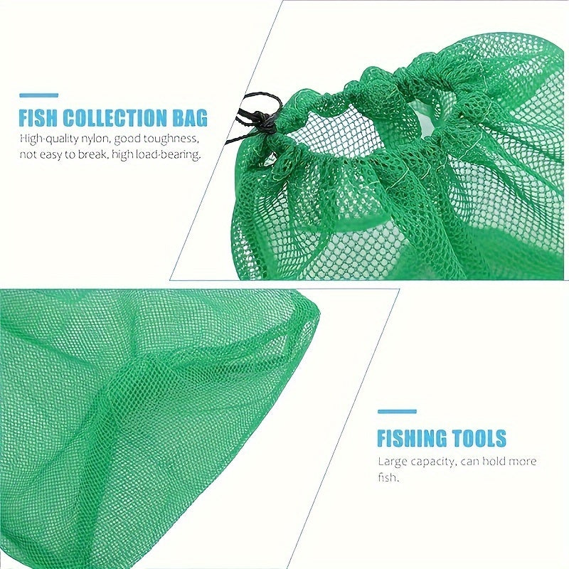 Fishing Mesh Bag Drawstring Storage Quick Dry Sea Fishing Net