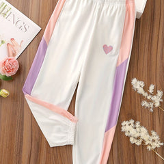 Girls' Purple Heart Block Print Jogger Pants, 6-12 Years