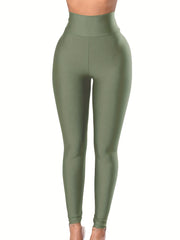 High Waisted Slim Leggings Stretchy Tight Casual Gloss Leggings
