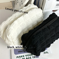 Large Pencil Bag Sweet Puff Polyester Case Soft Stationery Storage