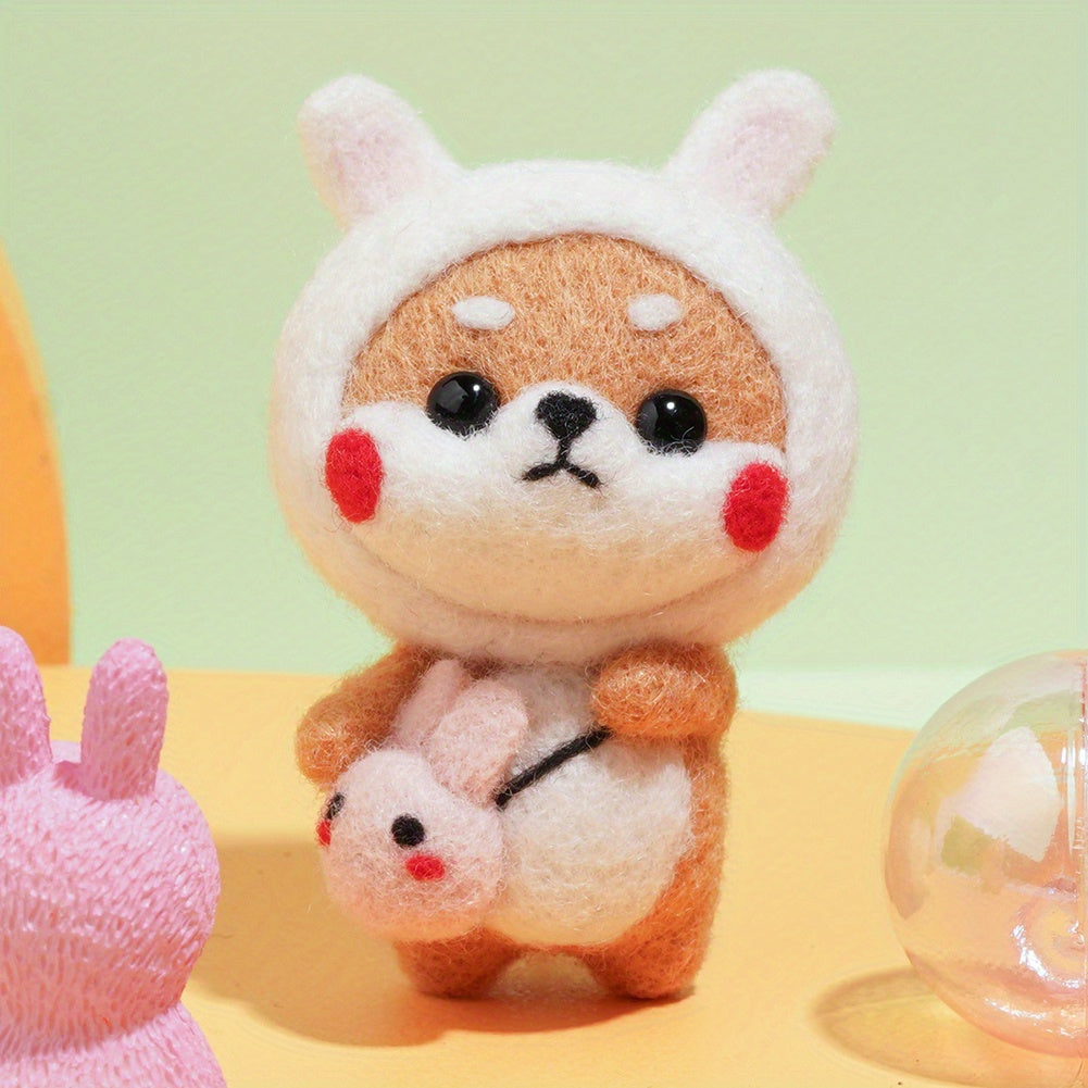 Wool Felting Kit Beginner Animal Dog Shiba DIY Art Craft Kids Adults Pen