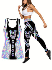 Puppy Print Tank Top & Yoga Pants Set