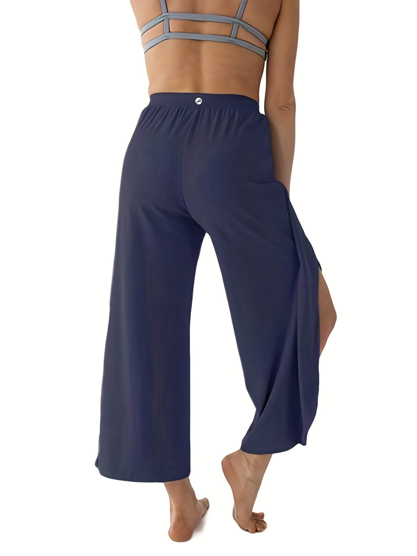 Women's High Waist Side Split Yoga Pants with Tie