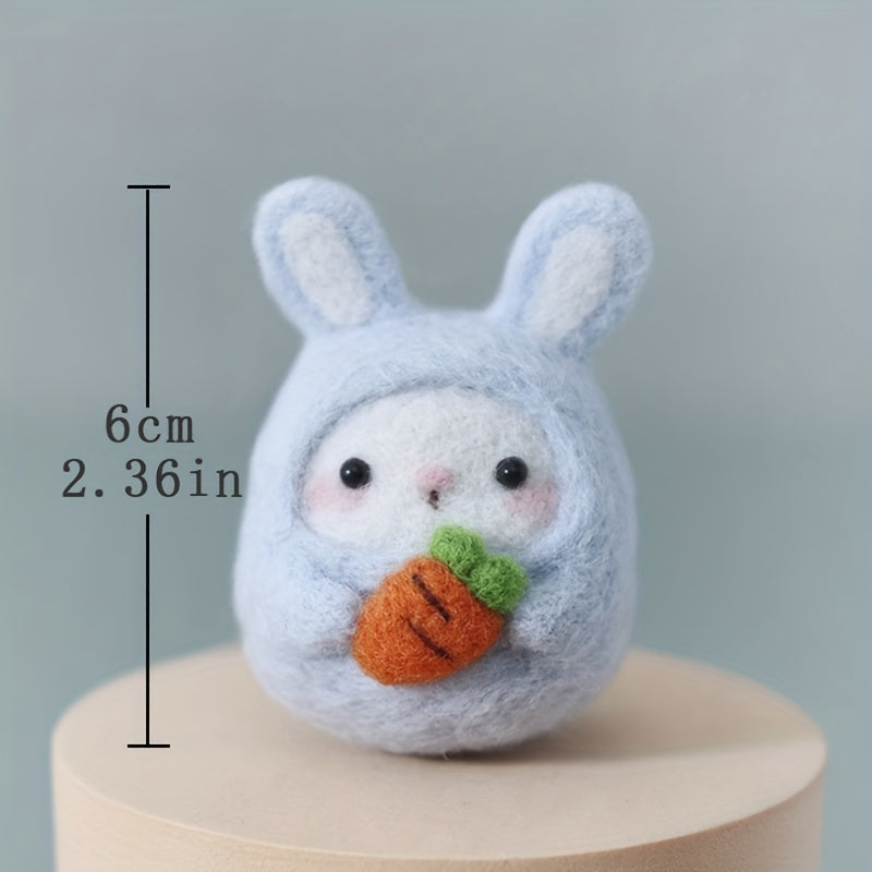 Lovely Bunny Needle Felting Kit for Beginners DIY Wool Felt Animal Materials Set