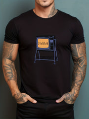 Old TV & Various Pattern Print Men's Comfy T-shirt Graphic Tee