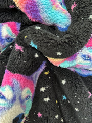 Dog & Star Print Flannel Hooded Wearable Blanket