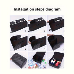 1pc Car Trunk Storage Box PU Leather Organizer Dustproof Lid Supplies