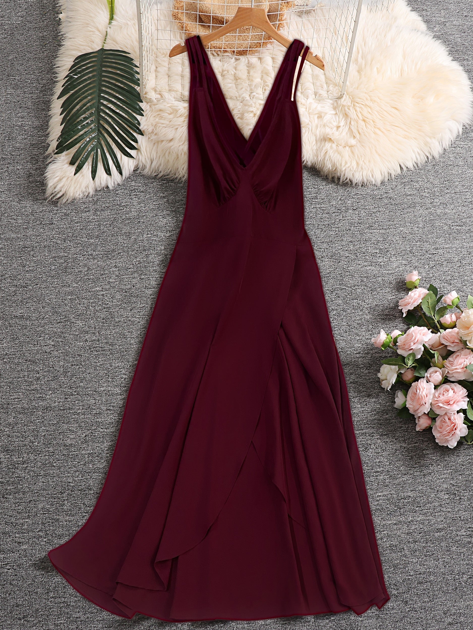 Plus Floral & Scarf Print Criss Cross V Neck Nipped Waist Cami Dress