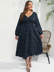 Ditsy Print Long Sleeve Maxi Dress