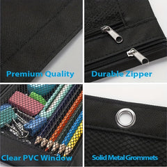 7pcs Zipper Pencil Pouches With Iron Rings For 3 Hole Binder