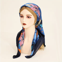 Floral Print Bandana Silk Scarf Casual Shawl Scarf Wrap
